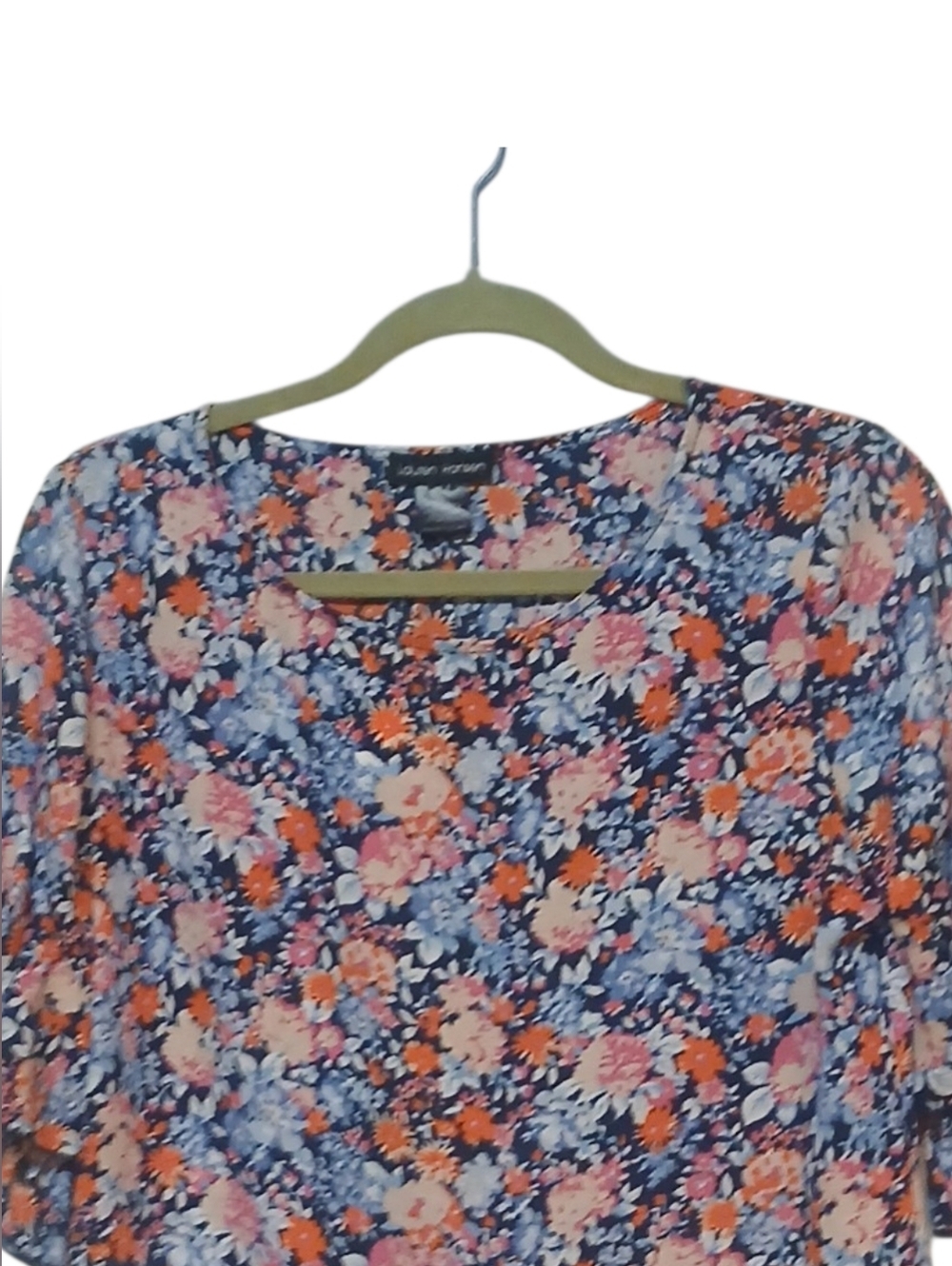 Lauren Hansen - NWT, Floral Blouse, Ruffled Short Sleeve, Round Neck, Size S - Picture 5 of 13